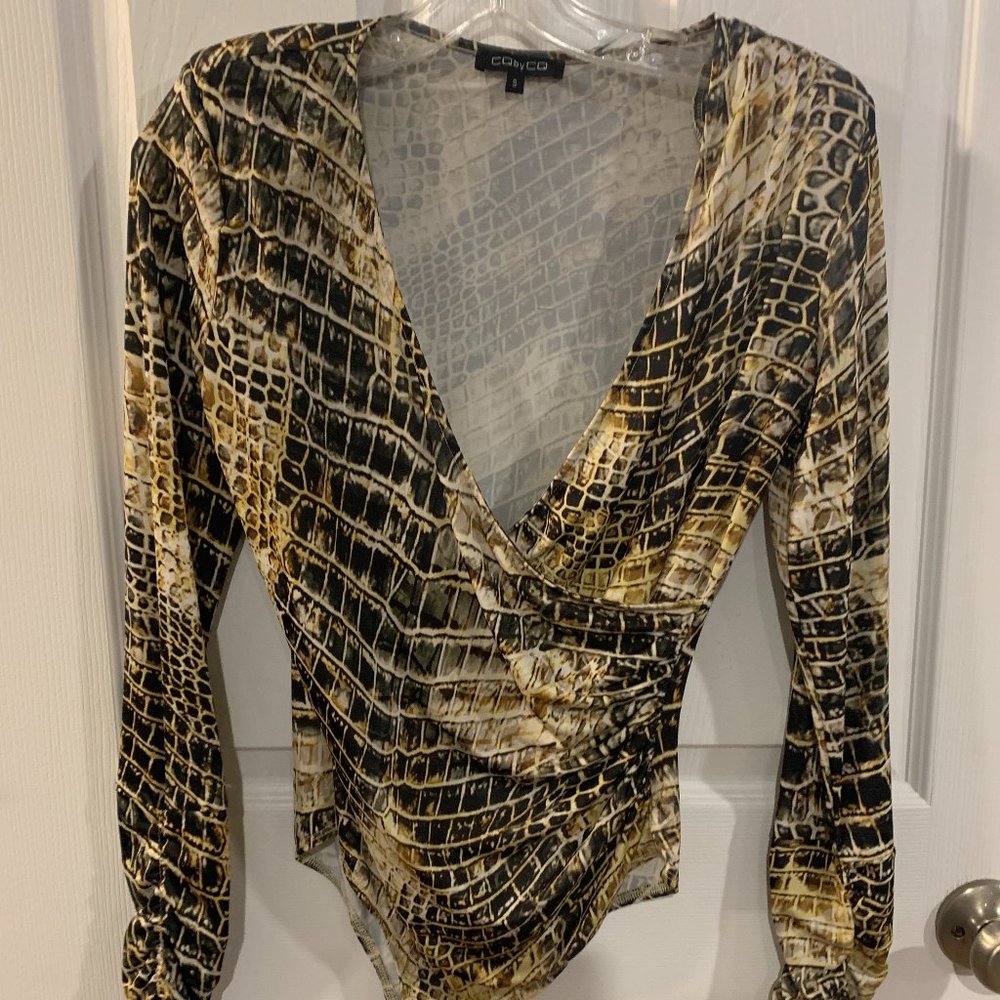 QC by QC Multicolor - Sexy Wrap Bodysuit - long sleeve -  Size Small